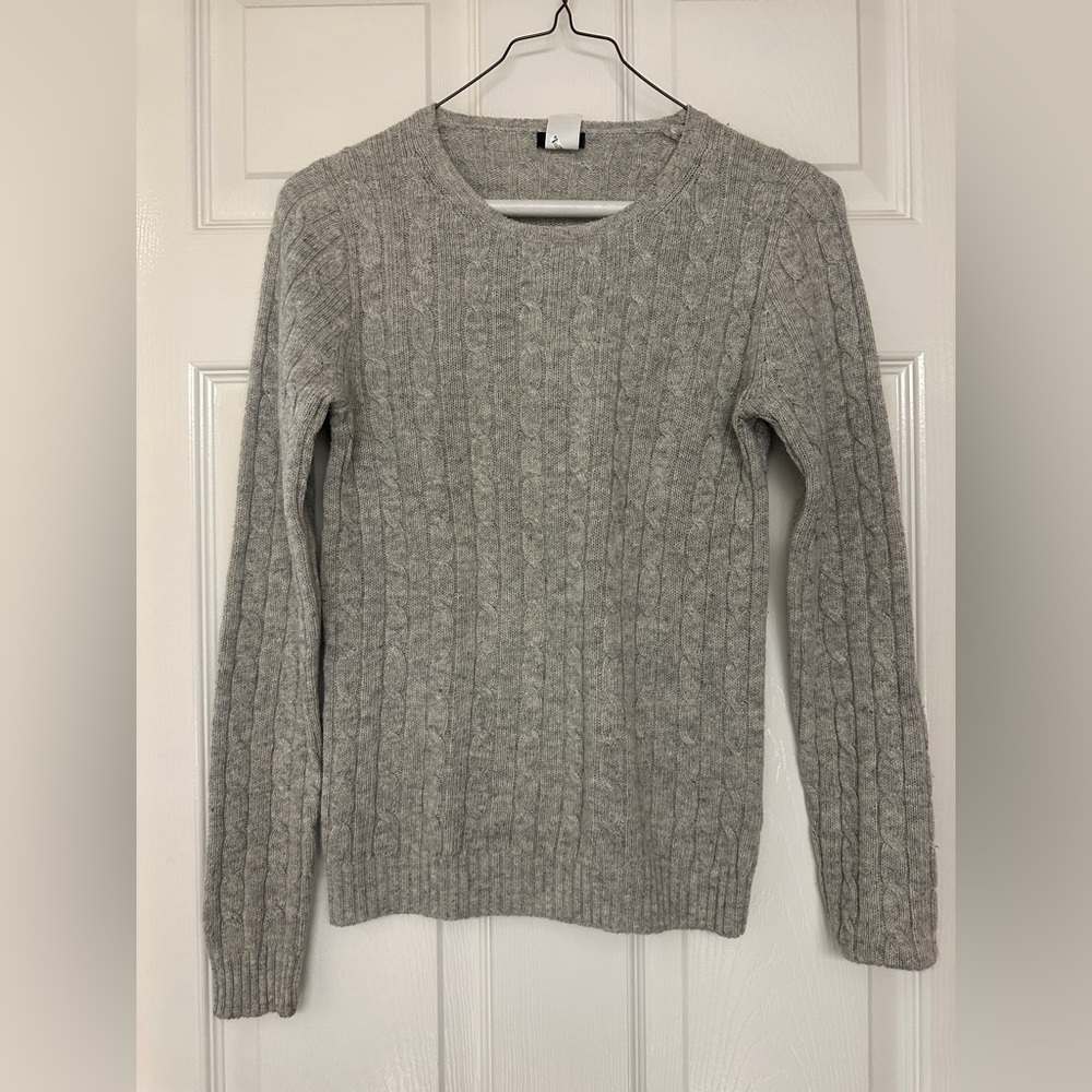 J. Crew Light Gray Cable Knit Sweater - Size XS